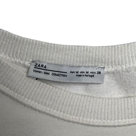 Zara White Asymmetrical Hem Oversized Sweatshirt Pullover (314) - Picture 5 of 7